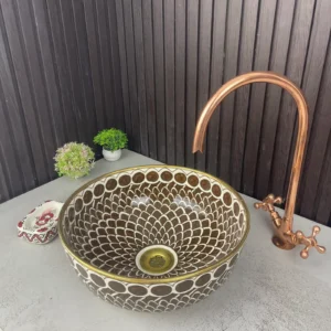 Special Luxury Hand-Painted Moroccan Bathroom Ceramic Bowl Sink 14K
