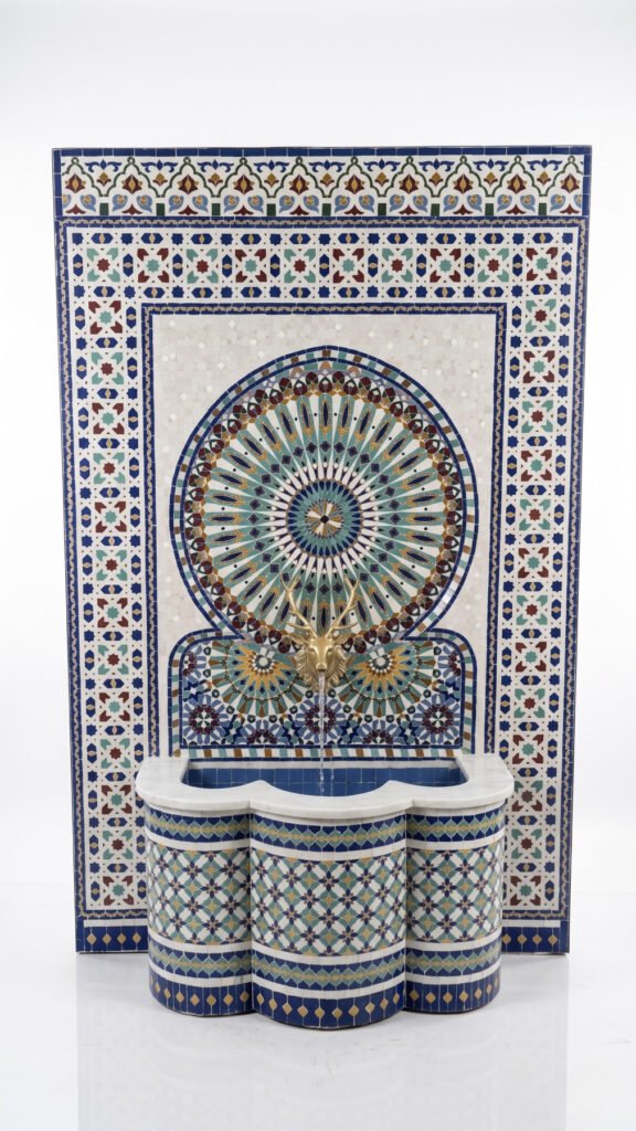 Large Moroccan Mosaic Wall Fountain — Multicolor Zellige