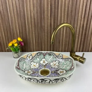 Special Oval Hand-Painted Moroccan Ceramic Basin